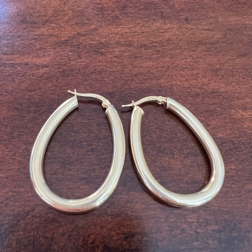 ARGENTO VIVO 18K Goldplated Sterling Silver Oval Hoop Earrings - Picture 9 of 9